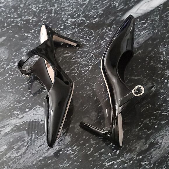 BRAND NEW STUART WEITZMAN CRYSTAL BUCKLE 75 PATENT MULE G1 - Picture 11 of 16